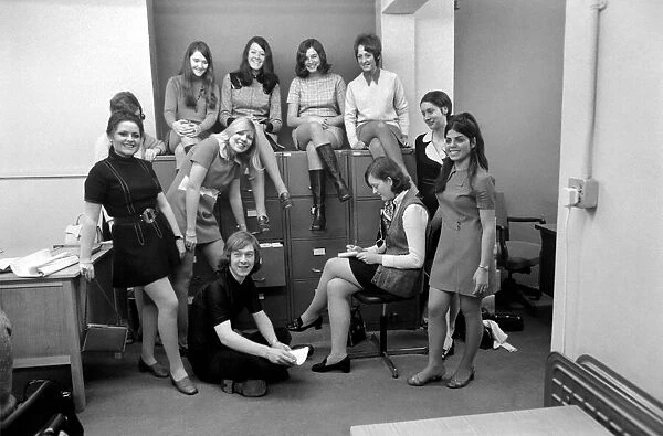 Ten young girls from Secretarial College, who will next year be taking dictation