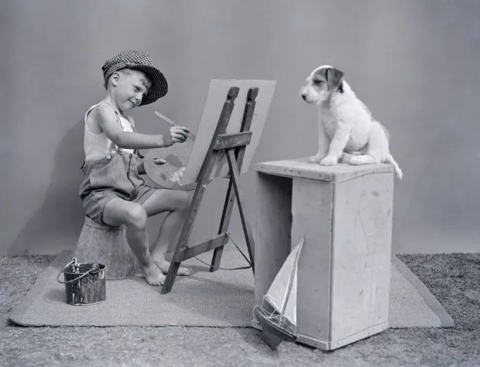 Framed Print : The Young Master'Its a dogs life when your master has delusions of Framed Print : The Young Master'Its a dogs life when your master has delusions of