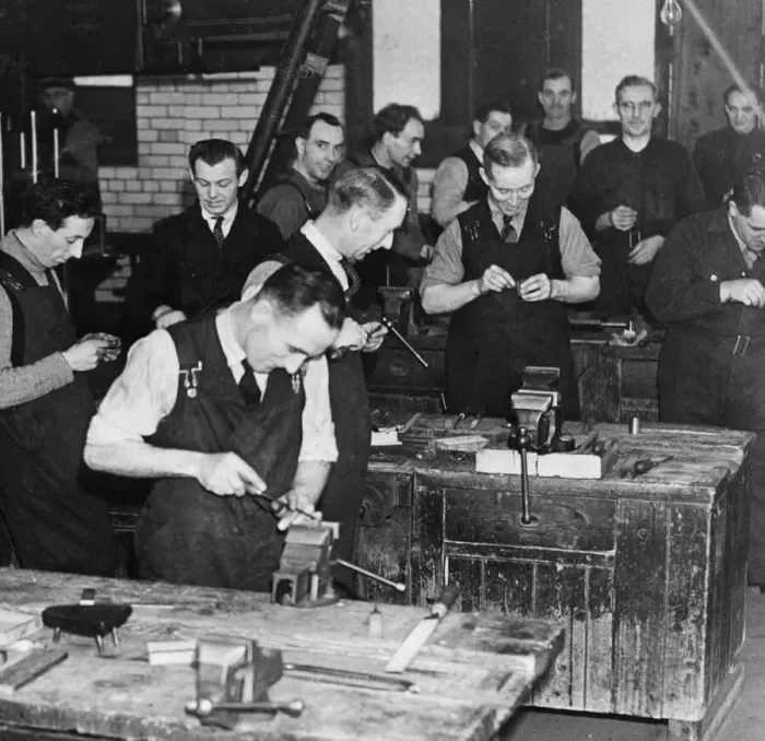 Framed Print : Young miners who have been unable to follow their trade training at the North East marine