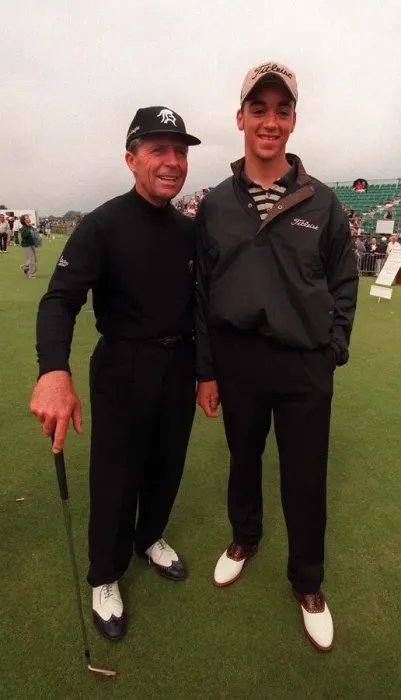 Framed Print : The young and the old 16 year old qualifier Zane Scotland with veteran Gary Player Framed Print : The young and the old 16 year old qualifier Zane Scotland with veteran Gary Player