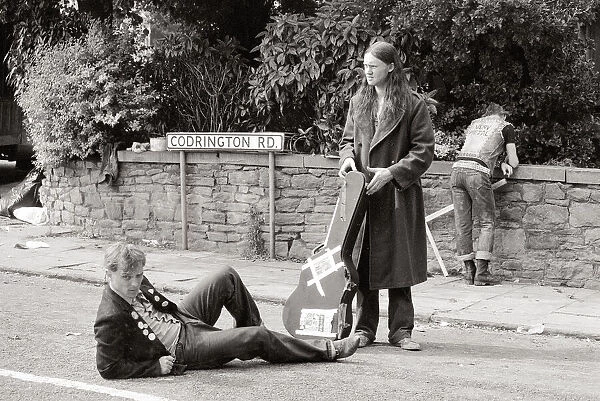 The Young Ones during filming on location in Bristol. Pictured, Rik Mayall as Rick