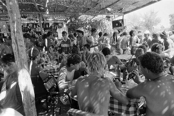 Young people on holiday in Corfu on a Club 18-30 holiday. August 1986