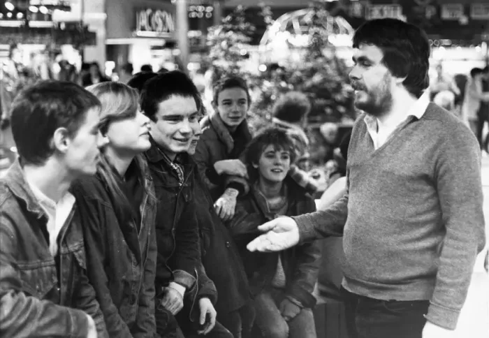 Framed Print : Young people invited to the local youth club by a youth leader in Newcastle in 1983 Framed Print : Young people invited to the local youth club by a youth leader in Newcastle in 1983