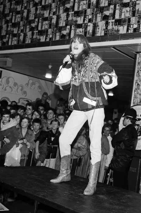 Framed Print : Young pop sensation Tiffany performs at Birmingham Bull Ring in front of fans