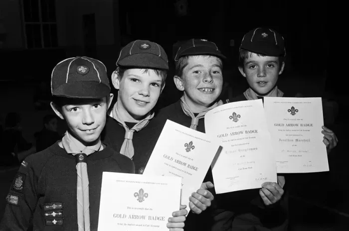 Framed Print : These four youngsters have all hit the cub worlds bullseye by earning their gold Framed Print : These four youngsters have all hit the cub worlds bullseye by earning their gold