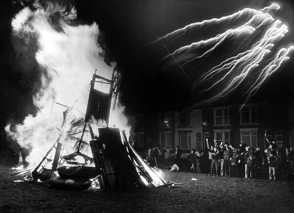 Youngsters enjoying Guy Fawkes Night, Hornby Boulevard, Bootle, Sefton in Merseyside