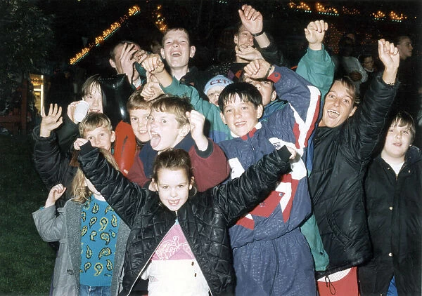 Youngsters salute Manchester 2000 Olympic Bid hopes at Piccadilly Gardens firework
