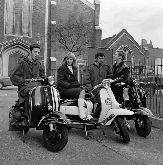 Framed Print : Youth culture Mods with scooters 1964 Framed Print : Youth culture Mods with scooters 1964