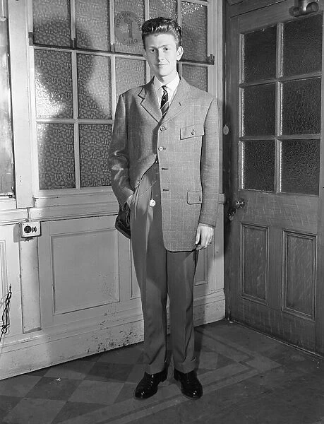 Youth modelling the latest fashion Edwardian suits. 11th November 1955