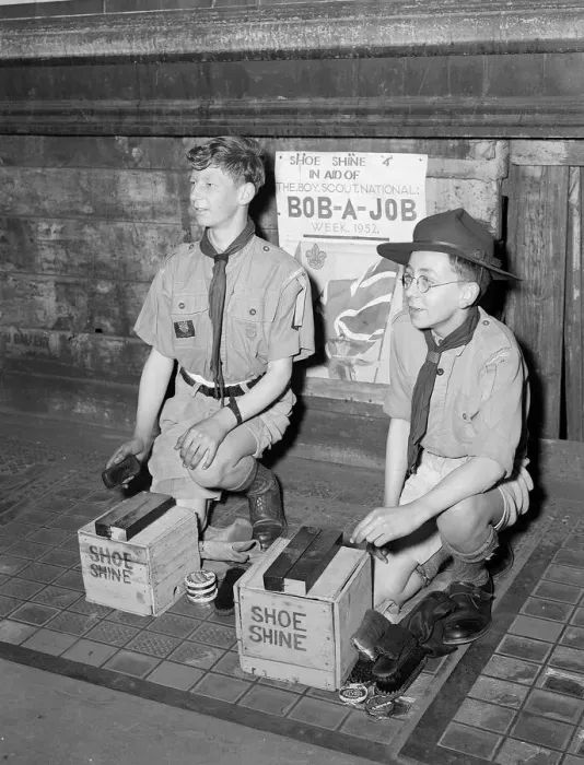Framed Print : Youth Movement Boy Scouts Bob A Job Week April 1952 Boy Scouts shoe shining for Framed Print : Youth Movement Boy Scouts Bob A Job Week April 1952 Boy Scouts shoe shining for