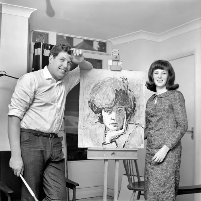 Framed Print : Z-Cars actor Colin Welland seen here relaxing by painting. 1966 A969-003 Framed Print : Z-Cars actor Colin Welland seen here relaxing by painting. 1966 A969-003