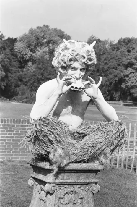 Framed Print : Zany comedian Marty Feldman seen here as the god Pan in Holland Park, London Framed Print : Zany comedian Marty Feldman seen here as the god Pan in Holland Park, London