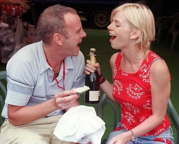 Zoe Ball and Norman Cook with oysters champagne July 1999 Zoe