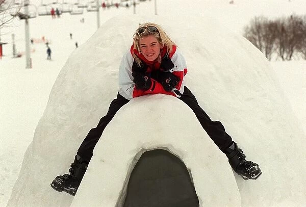 Zoe Ball Radio  /  TV Presenter December 1997. On ski resort