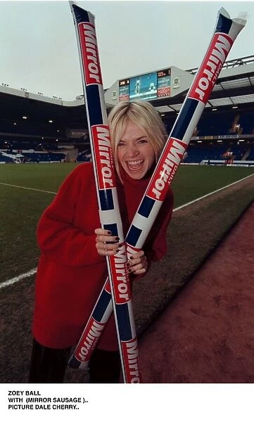 Zoe Ball TV presenter with the Daily Mirror Soccer Sausage
