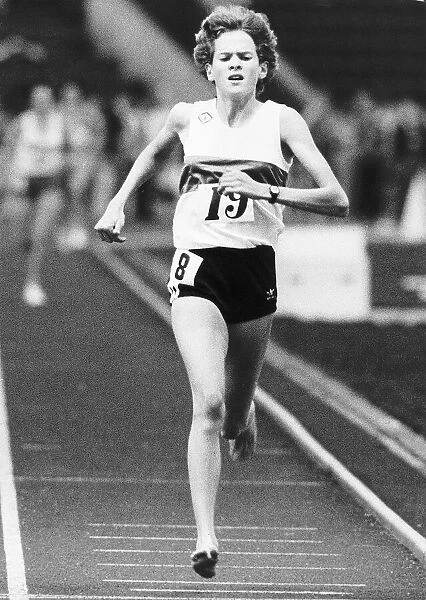 Zola Budd Athlete running barefoot at an atletics meeting, 27th April 1984