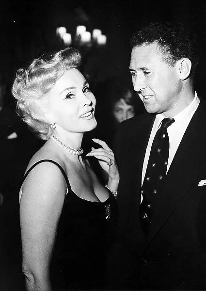 Zsa Zsa Gabor Actress and Anthony Quayle at a reception at the Dorchester Hotel in London
