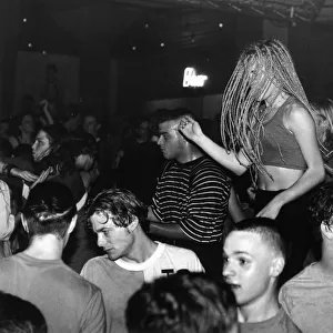 051 Club, Liverpool, 6th July 1992, Icon night ravers dance on a raised platform