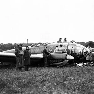 HE 111 brought down by a fire near the Hampshire coast. 12th July 1940