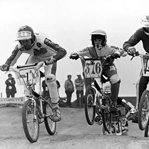 13 year old section of a BMX competition in Teesside, Steve Greaves (No 1) on the left