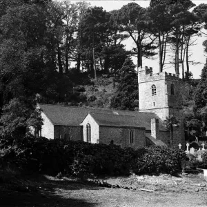 13th Century St Just in Roseland Church Print, Cornwall