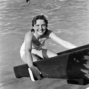 16 year old Barry County Grammar school girl Wendy Windsor in the Lido at Barry