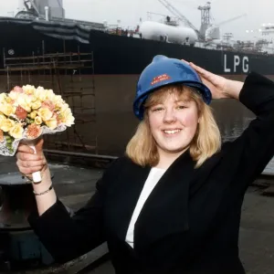 17-year-old Tammy Wood was among the workers celebrating the naming of the ship Helice 17-year-old Tammy Wood was among the workers celebrating the naming of the ship Helice