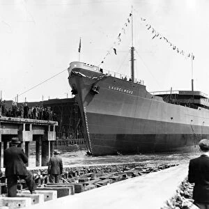 The 18, 200-ton tanker ship Laurelwood launched from St James Laing & Sons Ltd Shipyard