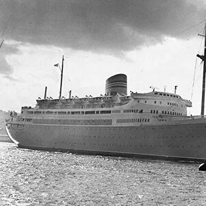 The 18, 700 ton Norwegian liner Bergensfjord built at the Wallsend Shipyard of Swan Hunter