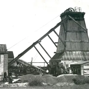 A 1949 picture of the headgear and winding house at Lynemouth Colliery, Northumberland A 1949 picture of the headgear and winding house at Lynemouth Colliery, Northumberland