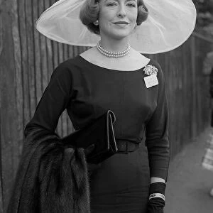 1953 Clothing Ascot Fashion Mrs Douglas Riley-Smith wearing a black dress with white