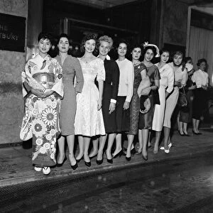 1958 Miss World Beauty Contestants, pictured standing together outside their hotel