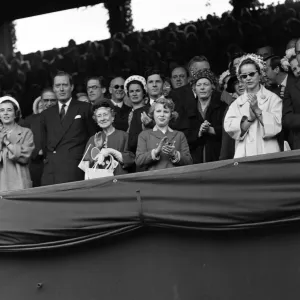 1960 Wimbledon Championships - Mens singles final. Princess Anne watches from 1960 Wimbledon Championships - Mens singles final. Princess Anne watches from