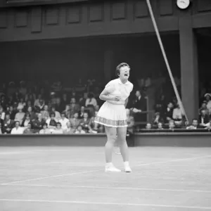 1962 Wimbledon Print: Billie Jean Moffitt in Action