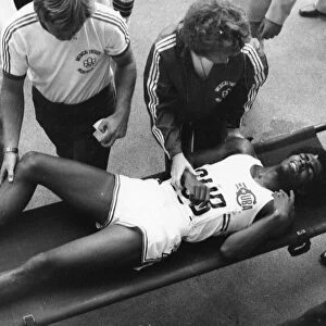 1976 Olympic Games Carlos Alvarez of Cuba receives medical attention after