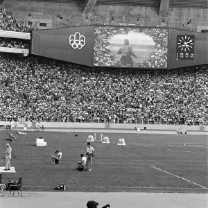 The 1976 Summer Olympics in Montreal, Canada. Pictured, the giant screen at the Olympic