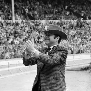 1984 FA Cup Final at Wembley Stadium. Watford chairman Elton John pictured before kick 1984 FA Cup Final at Wembley Stadium. Watford chairman Elton John pictured before kick