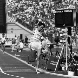 The 1984 Summer Olympics in Los Angeles. Womens marathon. Priscilla Welch The 1984 Summer Olympics in Los Angeles. Womens marathon. Priscilla Welch