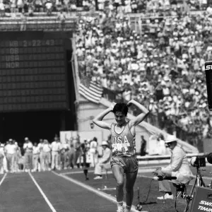 The 1984 Summer Olympics in Los Angeles. Womens marathon. Joan Benoit The 1984 Summer Olympics in Los Angeles. Womens marathon. Joan Benoit
