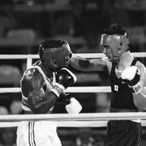 The 1984 Summer Olympics in Los Angeles. Boxing - Rod Douglas v Chiharu Ogiwara The 1984 Summer Olympics in Los Angeles. Boxing - Rod Douglas v Chiharu Ogiwara