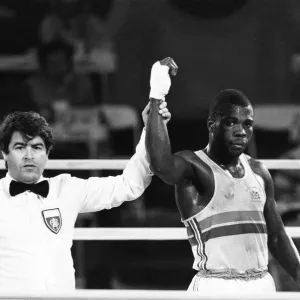 The 1984 Summer Olympics in Los Angeles. Boxing - Rod Douglas v Chiharu Ogiwara The 1984 Summer Olympics in Los Angeles. Boxing - Rod Douglas v Chiharu Ogiwara