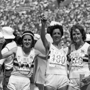 The 1984 Summer Olympics in Los Angeles. Womens marathon The 1984 Summer Olympics in Los Angeles. Womens marathon