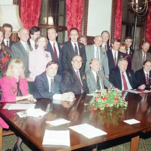 1989 Labour Party Shadow Cabinet, newly elected, Photocall, Westminster, London