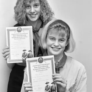 1st Kirkburton Guides, Karen Hirst and Lindsey Newsome display their Baden Powell Trefoil
