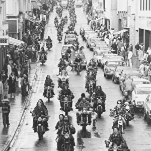 2000 Motorcycle Action Group members ride down Union Street