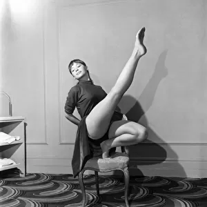 21 year old French dancer Leslie Caron who is rehesrsing her chair dance for tonight