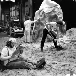 30 tons of Southport sand is spread across the stage of the Liverpool Playhouse to create 30 tons of Southport sand is spread across the stage of the Liverpool Playhouse to create