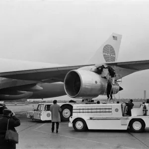 The 361 passenger Boeing 747 arrives at Heathrow Airport The 361 passenger Boeing 747 arrives at Heathrow Airport