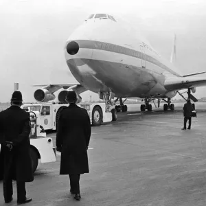 The 361 passenger Boeing 747 arrives at Heathrow Airport The 361 passenger Boeing 747 arrives at Heathrow Airport