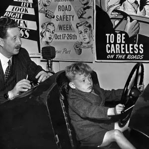 4-year-old John Burke on a junior trainer at the Liverpool Safety Training Centre 4-year-old John Burke on a junior trainer at the Liverpool Safety Training Centre